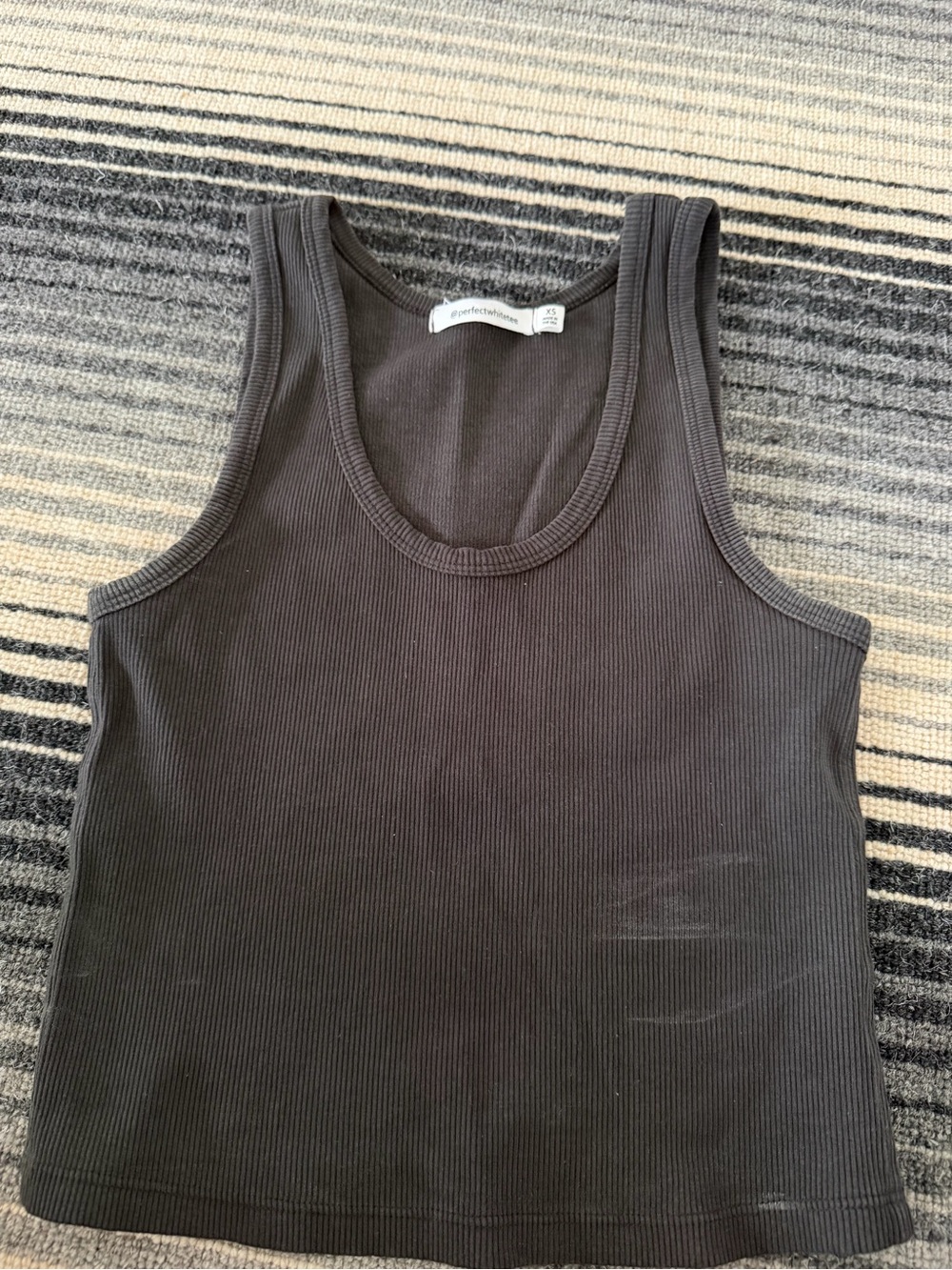 perfectwhitetee Black Ribbed Tank Top